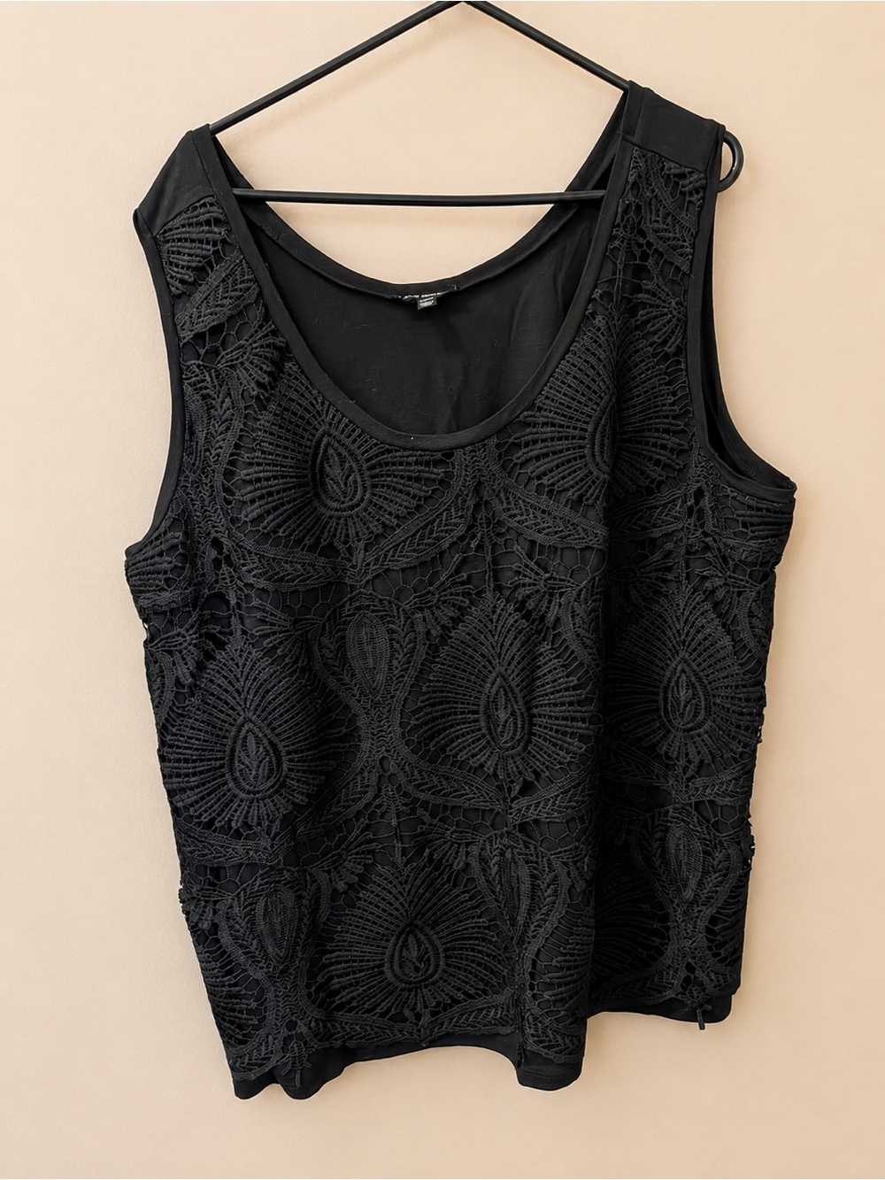 Lane Bryant Black Crochet Lace Side Panel Tank Top Plus Size 26/28